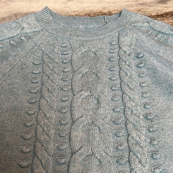 Loft baby blue wool blend cable knit sweater size Small - Picture 3 of 9